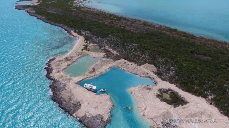 Aerial view of initial excavation at Channel Cay