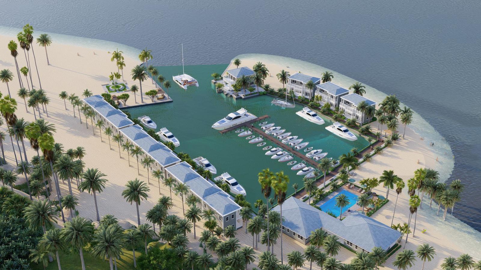 Conceptual aerial view of Channel Cay Marina