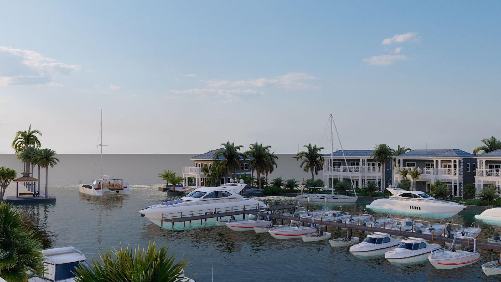 Conceptual harbor view of Channel Cay Marina